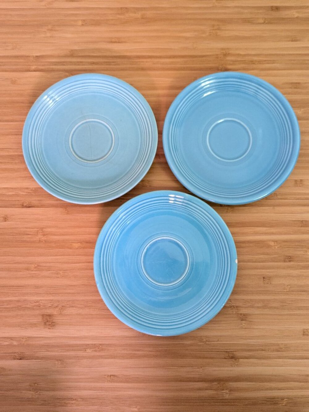 Vintage Fiestaware Turquoise Saucers – Set of 3